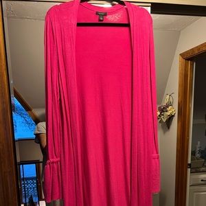 Bright pink long open cardigan